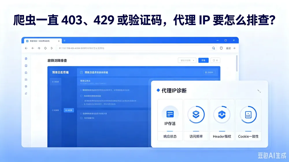 爬虫一直 403、429 或验证码,代理 IP 要怎么排查?